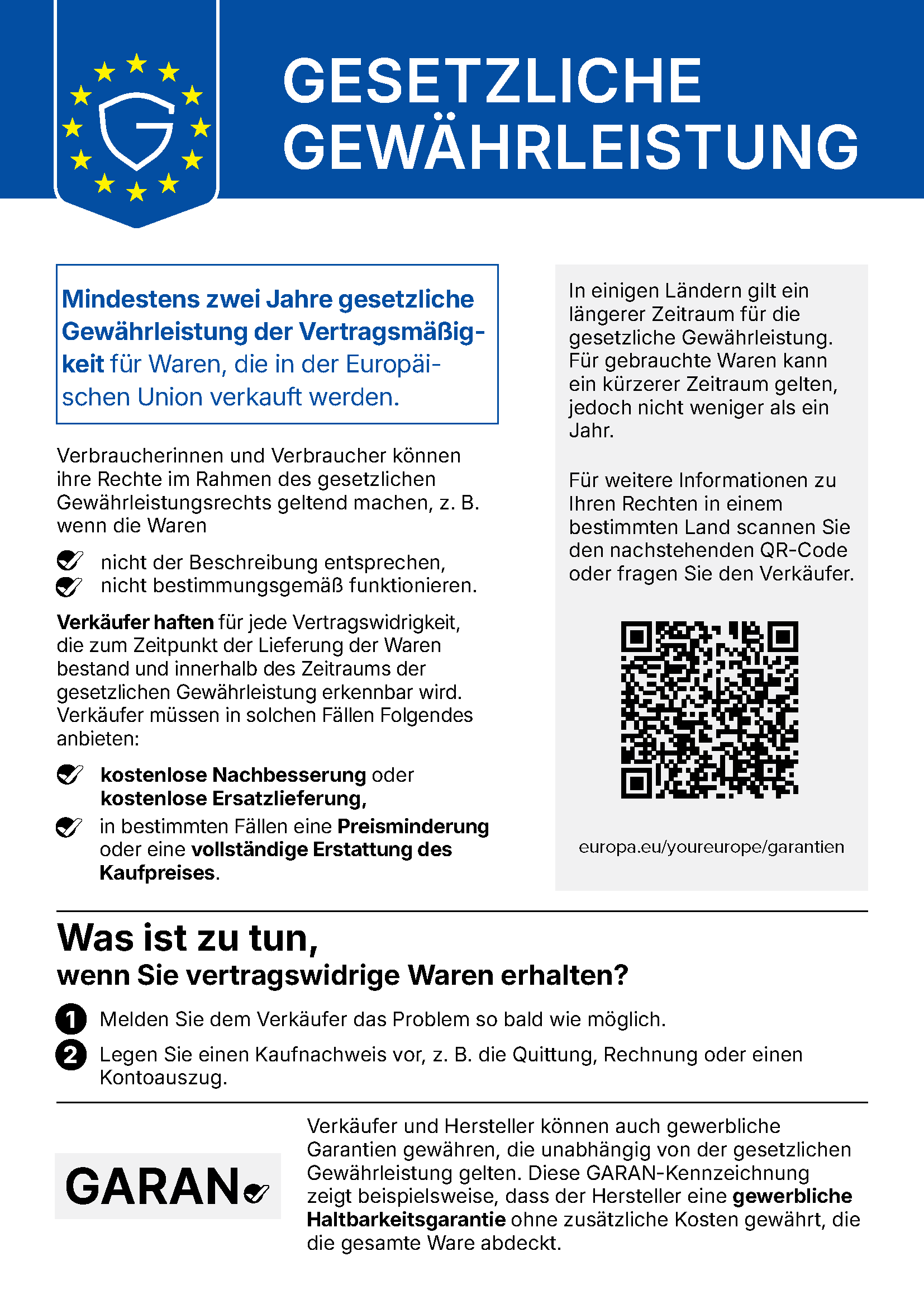 EU-Mitteilung zum gesetzlichen Gewährleistungsrecht
